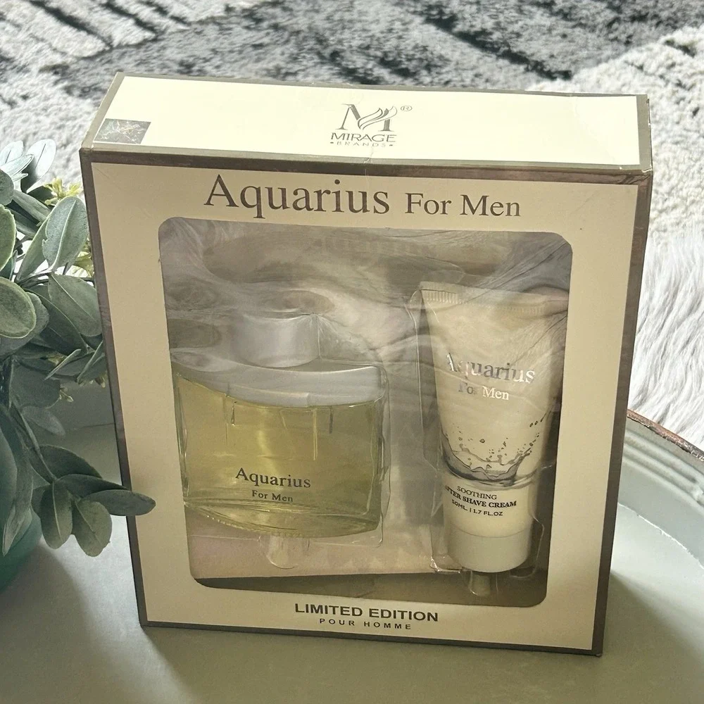 Limited Edition Aquarius For Men Cologne & After Shave Cream Set NEW